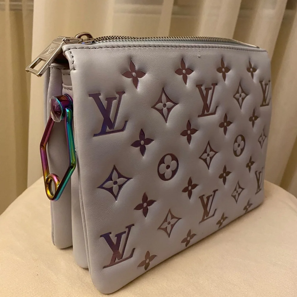 Louis Vuitton Gray Coussin Leather Bag with Iridescent Chain - Picture 8 of 9